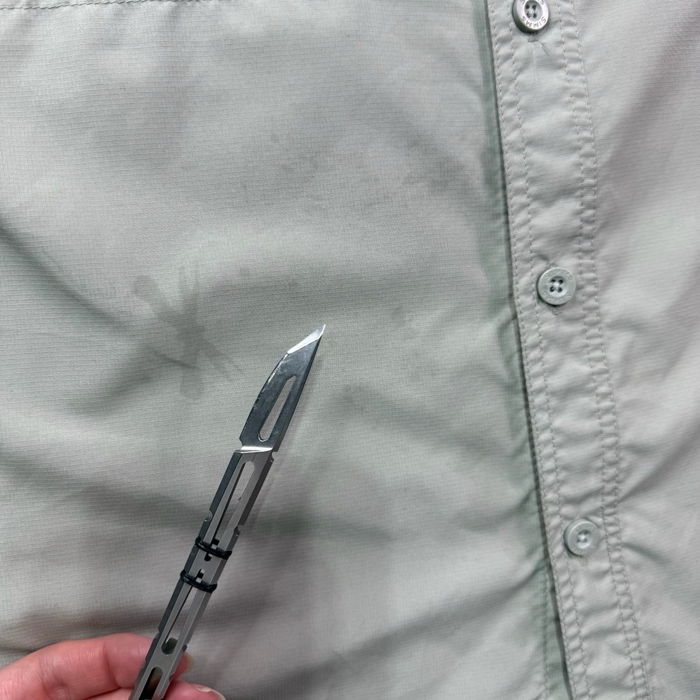 Simms Button Up Shirt Men XL Beige Long‎ Sleeve Fishing Gore Creek Fly Fisherman - Picture 12 of 16